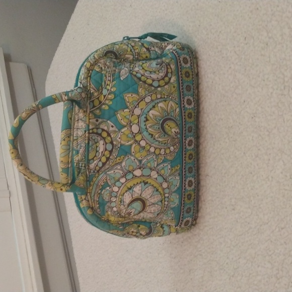 Vera Bradley Small Aqua/White/Green Handbag/Purse - Picture 5 of 12